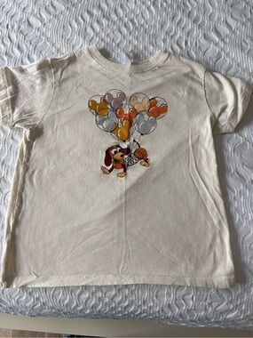 Cream Kids Short Sleeve Tee with Balloon Puppy Graphic